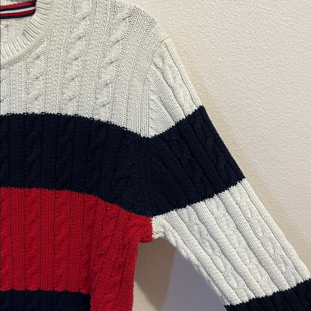 Tommy Hilfiger Women's Cable Knit Sweater - Red, Blue, White Size L - Picture 5 of 6